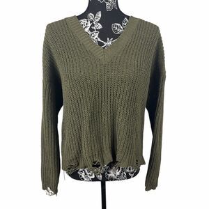 Long Sleeve Pullover V-Neck Knit Sweater - Crisscross Back - Women’s Large